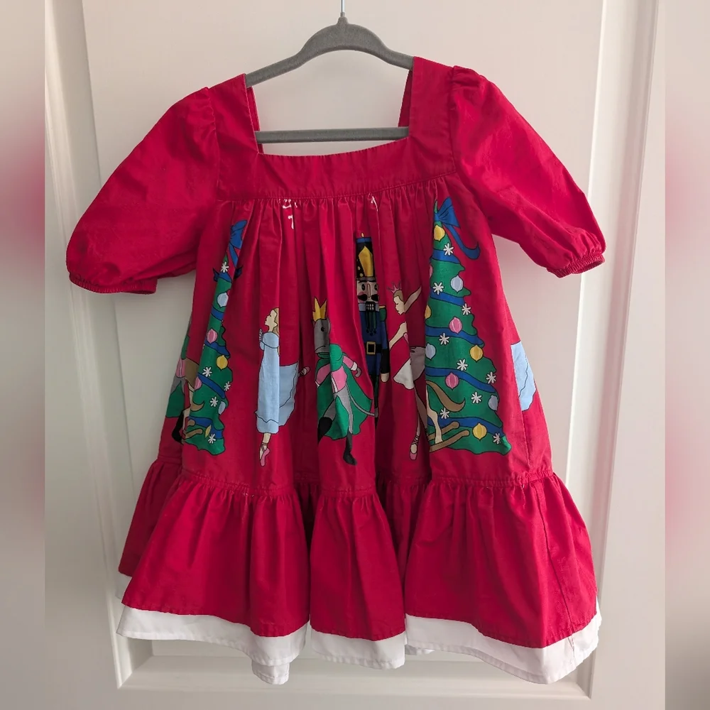 $ Vintage Eleanor‎ Red Christmas Dress with Festive Print And Bow Detail